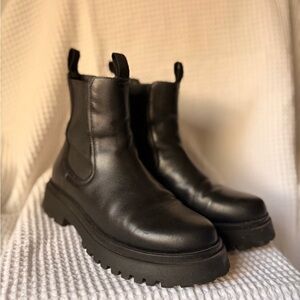 Thursday Boot Company Legend Platform Black Leather Chelsea Lug Sole Boots